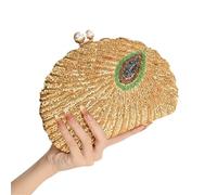 LVCHAO Bolso de mano con forma concha for mujer, carteras y bolsos lentejuelas, bolso noche bordado retro diseñador lujo, fiesta for Para Fiesta de Graduación o Boda(Gold)