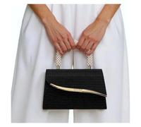 LVCHAO Bolso de noche con diseño cubo, metal, perlas y purpurina, for mujer, lentejuelas, for fiesta, asa, colores combinados, for banquete boda Para Fiesta de Graduación o Boda(BLACK)