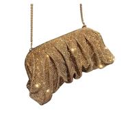 LVCHAO Bolsos de noche plegables hechos a mano con diamantes imitación, bolsos lujo for bodas y fiestas Para Fiesta de Graduación o Boda(Deep gold)