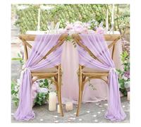 LVCHAO Chiffon Chair Sashes Wedding Decoration Set of 2 For Party Banquet Event Baby Shower Ceremony Aisle Chairs Decors，30x300cm para Banquetes y Fiestas(Purple)