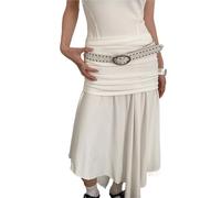 LVCHAO Cinturón con remaches for mujer, diseño tendencia de cinturón vestir para Todo Tipo de Ropa(WHITE)
