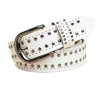 LVCHAO Cinturón de cuero con tachuelas 3,2 cm for mujer, estilo punk, remaches for vaqueros y casual para Todo Tipo de Ropa(WHITE)