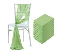 LVCHAO Set of 10 Like Chiffon Chair Sashes Wedding Decoration For Aisle Decorations Party Banquet Event Baby Shower，17x250cm Long para Banquetes y Fiestas(Light Green)