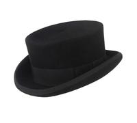 LVCHAO Sombrero Fedora de ala enrollada for adultos, sombrero Panamá Color negro, lana mago, disfraz Cosplay, copa plano Unisex Para Viajar(L)
