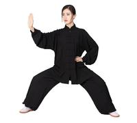 LVCHAO Uniforme de Tai Chi for Adultos, Ropa de Kung fu, Artes Marciales, Traje de Wing Chun, Rendimiento de Tai Chi para Hombres y Mujeres(Black,XXL)