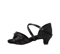 LVCHAO Zapatos de baile para niñas y mujeres, sandalias latinas para mujer, salón de baile, moderno, tango, baile, salsa, práctica para baile latino, salsa, tango, 4,5 cm, color negro, 27 (18.5cm)