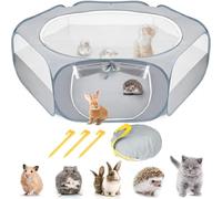 Lvifloaae Playpen de Animales pequeños Pet Gread Fence Outdoor Ejercicio para Mascotas Caballero de Pollo Plegable con Cubierta de Puerta Lateral al Aire Libre para Pollo Gatos (Gris)