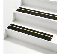 lvifloae 10 peldaños de tracción antideslizantes que brillan en la oscuridad, cintas adhesivas antideslizantes para escalones de escaleras de 4 × 24 pulgadas, peldaños de (Yellow)