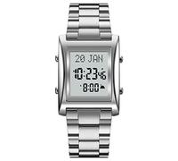 lvifloae 1815 Muslim Digital Watch for Prayer Qibla Compass Hijri Calendario Corán Bookmark Selección Ciudad Función Fecha Semana de la Alarma de 30m Azan Azan (Plata)