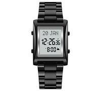 lvifloae 1815 Muslim Digital Watch for Prayer Qibla Compass Hijri Calendario Corán Bookmark Selección Ciudad Función Fecha Semana de la Alarma de 30m Azan Azan (Marrón)