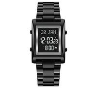 lvifloae 1815 Muslim Digital Watch for Prayer Qibla Compass Hijri Calendario Corán Bookmark Selección Ciudad Función Fecha Semana de la Alarma de 30m Azan Azan (Negro)