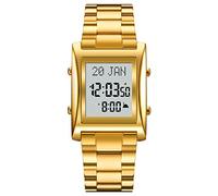 lvifloae 1815 Muslim Digital Watch for Prayer Qibla Compass Hijri Calendario Corán Bookmark Selección Ciudad Función Fecha Semana de la Alarma de 30m Azan Azan (Oro)