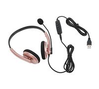 lvifloae Auriculares de Centro de Llamadas de un oído con micrófono con cancelación de Ruido Elegante Conector de 3,5 mm HD Llamada Audición Teléfono Auriculares para teléfono Computadora (Or Rose)