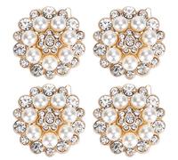 lvifloae Conjunto de 4 piezas de aleación de zinc de hierro dhinestone flores decorativas brillantes adecuadas para zapatos bolsas de ropa hermosas decoración (Vierblätter voller Diamantstil)