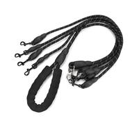 lvifloae Cuerda de tracción de 4 vías para Perros Gatos, Nailon Negro, 4 Cabezas con Mango de Espuma y Hebilla de Metal giratoria, 1,5 m de Longitud, 338 g de Peso, antitirones para