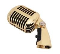 lvifloae Micrófono Vintage Retro Retro Dinámico Vocal Micrófono Aleado de Zinc Auto Tensor Rack de Giro Estilo clásico para KTV Stage Performance (Oro)