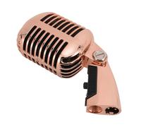 lvifloae Micrófono Vintage Retro Retro Dinámico Vocal Micrófono Aleado de Zinc Auto Tensor Rack de Giro Estilo clásico para KTV Stage Performance (Oro Rosa)