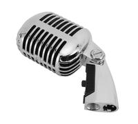 lvifloae Micrófono Vintage Retro Retro Dinámico Vocal Micrófono Aleado de Zinc Auto Tensor Rack de Giro Estilo clásico para KTV Stage Performance (Plata)