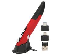 lvifloae Mini ratón neumático con lápiz óptico Ajustable 800 1200 1600 dpi Ratón óptico inalámbrico USB Compacto de 2,4 GHz con Alarma de bajo Voltaje Azul (Rojo)