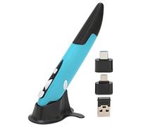 lvifloae Mini ratón neumático con lápiz óptico Ajustable 800 1200 1600 dpi Ratón óptico inalámbrico USB Compacto de 2,4 GHz con Alarma de bajo Voltaje Azul (Azul)