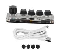lvifloae Mini Teclado 4 Teclas 1 Perilla USB o Enchufe de Interruptor Azul BT y Reproducir Teclado programable con retroiluminación para Medios de Oficina de Juegos