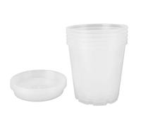 lvifloae Orchid Pots with Holes and Saucers 5 Set Clear Plastic Orchid Planter Breathable Plant Pot for Indoor Outdoor Garden Weather Transparent Design Optimal Drainage (Large NF180 and 180