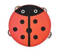 lvifloae Pandereta de Mano con diseño de Escarabajo de Pandereta de Flores con badajo de Metal Pandereta de Madera de Mano con platillos de Metal Herramienta de acompañamiento (Beetle)