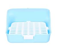 lvifloae Pequeña Jaula de Mascotas Bandeja para el baño ABS plástico de plástico hámster hámster a Prueba de Fuga de Inodoro y diseño de Prueba de bocado Adecuado para Conejos hámsters (Azul)