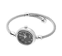 lvifloae Reloj analógico Redondo de aleación de Cuarzo con Correa Abierta, Relojes de Cuero para Mujer, Relojes de Vestir Informales a la Moda, números arábigos, Esfera Negra (Disco Negro Digital)