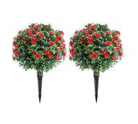 lvifloae Seto Artificial, decoración de Patio al Aire Libre, árbol de Bolas de topiario de Rosas Artificiales, 2 arbustos Artificiales de PE de 17,7 Pulgadas, arbusto Verde