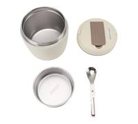 lvifloae Vacuum Thermal Lunch Box Portable Width Mouth 304 Stainless Steel Soup Container 12 Hour Keep Warm with Spoon Lid Compartment Spoon for Adults Teenagers (Ivory White 1.5L)
