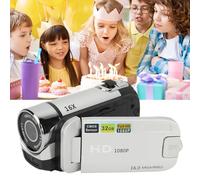 lvifloae Videocámara de Mano D90 1080p Cámara Digital de 16 megapíxeles Grabadora de vídeo HD con Zoom 16x con Pantalla giratoria de 2,4 Pulgadas y luz de Relleno Puerto de conexión USB (Silver)