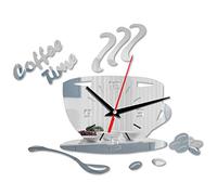 lvifloae Wall Clock Modern Mute DIY Acrylic Coffee Cup Shape Hollow Numerals Mirror Sticker Clock Water proof Cor rosion R esistant Perfect for Home Office Classroom Bathroom (Golden)