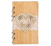 lvifloae Wooden Guest Book for Wedding Party Memorable Signature Notebook Decor Accessory for Rustic Modern Country Weddings Keepsake to Collect Display Guests’ Wishes & Life Moment (Style Three