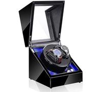 LVIFPB Devanadera automática Doble de Madera para Relojes, Cajas de Relojes de Almacenamiento LED, Caja de Vitrina con 5 Modos de rotación