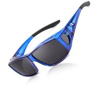 LVIOE Gafas de sol polarizadas para hombres y mujeres, con clip sobre gafas de sol con protección UV 400, L-azul claro/gris