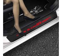 lvjiena 4 Piezas Coche Tira Umbral para Suzuki SX4 S-Cross S, Fibra Carbono con Logo Pegatina para Umbral de Coche Tira Umbral, Coche Decoración para Estribos,Red