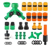Lvjkes 36 Piezas Conector manguera, Accesorios manguera jardin Kit 1/2'', Con distribuidor 2 vias grifo jardin, Sistemas de riego para balcones y jardines