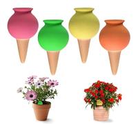 Lvjkes 4 piezas de riego de conos de arcilla, riego para plantas de habitación, diseño esférico, drena el agua automáticamente, adecuado para diferentes macetas (1 juego/400 ml)