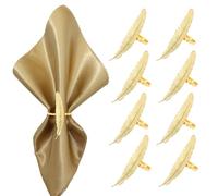 Lvjkes 8 Piezas Servilletero, Forma de Hoja Dorado servilletero de Mesa, Metal servilleteros Individuales, para Boda, Banquete, Aniversario, Fiesta, cumpleaños, Festival,decoración de Mesa (Dorado-2)