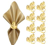 Lvjkes 8 Piezas Servilletero, Forma de Hoja Dorado servilletero de Mesa, Metal servilleteros Individuales, para Boda, Banquete, Aniversario, Fiesta, cumpleaños, Festival,decoración de Mesa (Dorado-4)