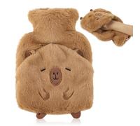 Lvjkes Bolsa agua caliente, 1L Bolsa agua caliente peluche con tapa, Bolsas agua caliente niños, Extraíble para su limpieza, Prueba de explosiones y fugas, Apta para niños y adultos (Vertical)