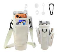 Lvjkes Bolsa para Stanley Cup 1,2 l/40 oz, con Compartimento para móvil, Correa Ajustable para el Hombro, portabotellas con Tres Bolsillos para Viajar, Hacer Senderismo y Montar en Bicicleta, Beige