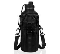 Lvjkes Bolsa táctica para Botellas de Agua, Ajustable Mochila Jaula para Botella De Agua, Material de Nylon con cordón, Adecuado para Camping, Viajes, Senderismo (Negro-B)