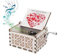 Lvjkes Caja de Musica, Caja de Música de Madera, Caja de Música de Manivela, Nostálgicos Adornos de Regalo Hechos a Mano para Niños/Cumpleaños/Navidad/Día de San Valentín - Love