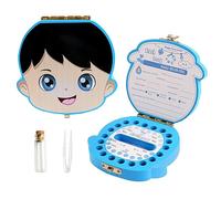 Lvjkes caja dientes de leche niño, caja dientes de leche niña, Caja de Dientes de Madera para Niños, Caja de Dientes de Bebé Guarda Recuerdos Organizador para Bebé Niños (Azul/Chico)