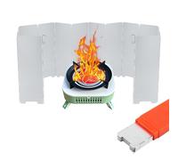 Lvjkes Cortavientos Camping Gas, 14 Placas Plegable Paravientos Camping, Aluminio Resistente al Calor con Caja de Almacenamiento, para Viajes, Camping, Senderismo, montañismo