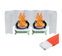 Lvjkes Cortavientos Camping Gas, 16 Placas Plegable Paravientos Camping, Aluminio Resistente al Calor con Caja de Almacenamiento, para Viajes, Camping, Senderismo, montañismo