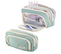 Lvjkes Estuche Escolar, Estuche para Lápices con 3 Compartimentos Alta Capacidad, Organizador de Papelería Grande Estético para Niños, Chico, Chica, Adolescentes, Estudiantes, Azul,21 x 13 x 7 cm