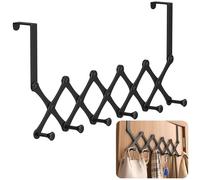 Lvjkes Perchero puerta, Retráctil perchero puerta dormitorio con 6 Ganchos, Sin Taladrar, Pour les portes de salle de bain et de cuisine (Negro)